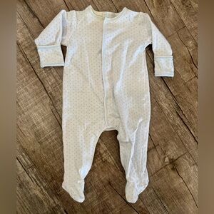 Magnolia Baby Loren Dotted Footie 3 Months White Blue Trim Pima Cotton